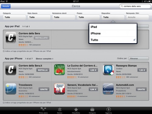 Aggiornamento App Store